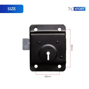 XFORT Traditional 50mm Rim Press Lock, Surface Mounted Black Rim Presslock