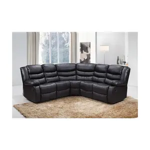 Milano Corner Recliner Sofa Black Leather