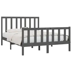 Berkfield Bed Frame Grey Solid Wood 150x200 cm 5FT King Size