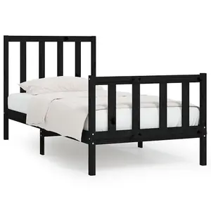 Berkfield Bed Frame Black Solid Wood 100x200 cm