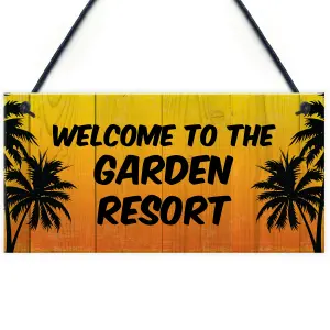 Funny Garden Sign GARDEN RESORT Summer Plaque New Home Gift Home Decor