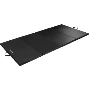 Gym Mat - folding, padded, low-friction, with two shoulder straps, 240 x 120 x 5 cm - black