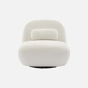 sweeek. Textured terry swivel armchair Spino Cream 85x85x75 cm