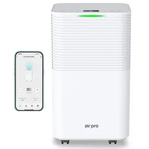 Air Pro 12L/Day Digital Dehumidifier - 2L Tank, Sleep Mode, 24Hr Timer For Home - Quiet Electric Mould, Damp, Condensation Remover