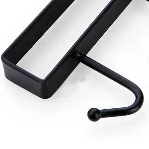 Black Metal 6 Hooks Rail Cup Hook Rack Hanging Holder Under Cabinet Closet