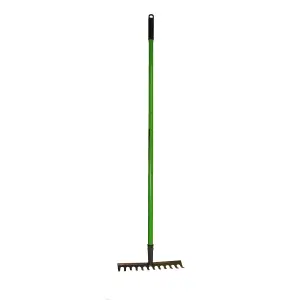 Garden Rake Soil Leaves Leaf Raker 12 Teeth Carbon Steel With PVC Grip