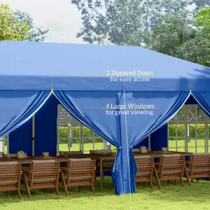 Outsunny 3m x 6m Pop Up Gazebo Party Tent Canopy Marquee with Storage Bag Blue