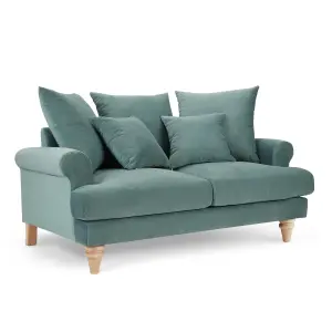 Churchill 2 Seater Sofa With Scatter Back Cushions, Teal Velvet