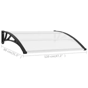 Berkfield Door Canopy Black and Transparent 120x80 cm PC