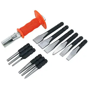 13Pc Punch & Chisel Set, Flat Cape Chisels, Pin & Centre Punches, Pound-thru Handle (Neilsen CT1251)