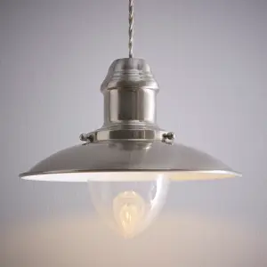 Chester Metal Satin Nickel Fisherman Non Electrical Vintage Ceiling Pendant/Light