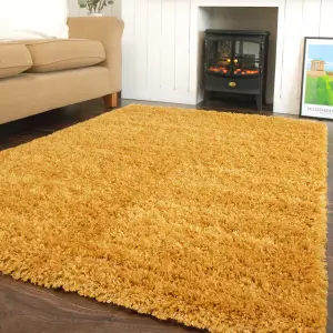 Yellow Ochre Soft Shaggy Runner Rug 60x240cm