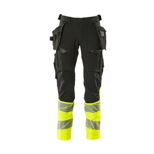 Mascot Accelerate Safe Trousers with Holster Pockets - Black/Hi-Vis Yellow   (30.5) (Leg Length - Short)