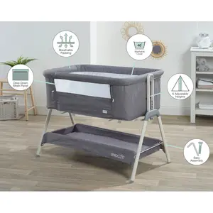 Snoozie Folding Travel Cot with Mattress Dark Grey