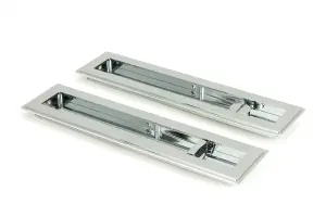 From The Anvil Polished Chrome 250mm Art Deco Rectangular Pull -Privacy Set