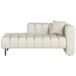 Right Hand Vegan Faux Leather Chaise Lounge Off-White LANNILS