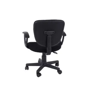 Black Home office chair, fabric back and seat with arms, swivel chair