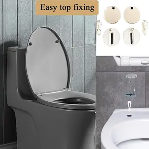 Soft Close Toilet Seat with Quick Release for Easy Clean - Grey