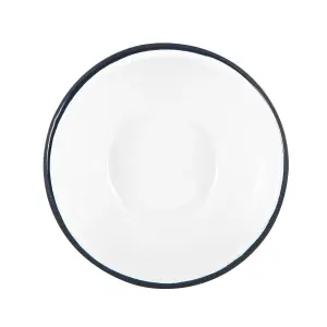 Argon Tableware - White Enamel Bowls - 16cm - Navy - Pack of 6