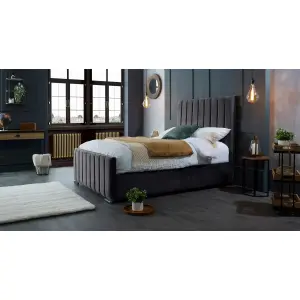 Redding Plush Velvet Steel Bed Frame