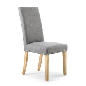 Richard Upholstered Dining Chair (Set of 2) Silver Grey Linen Effect / Natural