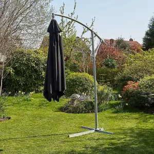 Home Source Gozo 3m Garden Outdoor Overhanging Cantilever Crank Parasol Black