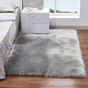 Grey Rectangle Super Soft Shaggy Longhair Area Rug Kids Room Decor Chair Sofa Cover Seat Pad 100 x 180 cm