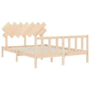 Berkfield Bed Frame with Headboard King Size Solid Wood