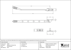 From The Anvil Polished Nickel 12 Inch Reeded Stay