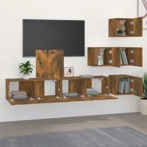 Berkfield Wall-mounted TV Cabinet Smoked Oak Engineered Wood