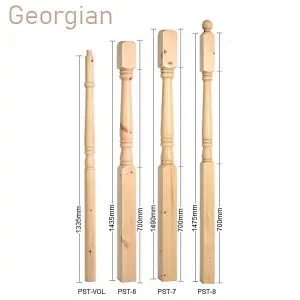 Oak Spindle Georgian 41mm x 41mm x 900mm - 16 Pack UK Manufactured Traditional Products Ltd