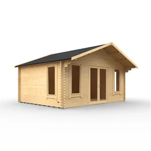 14ft x 18ft (4150mm x 5350mm) Horsforth "The New England" 44mm Log Cabin With 4 Windows