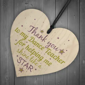 Red Ocean Thank You Dance Teacher Wooden Hanging Heart Chic Sign Goodbye Leaving Friendship Gift Plaque