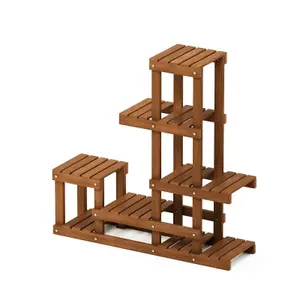 Furinno Tioman Hardwood Flower Stand in Teak Oil, Natural