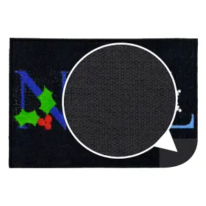 JVL Festive Christmas Machine Washable Indoor Doormat, 40x57cm, Noel, Black