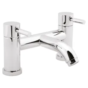 Deva VISION Mono Basin Mixer Tap With Press Top Waste + Bath Filler Pillar Set In Chrome - Large SINGLE LEVER Handles