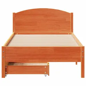 Berkfield Bed Frame without Mattress Wax Brown 90x200 cm Solid Wood Pine