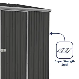 Absco 7.5ft x 7.5ft Reverse Apex Dark Grey Metal Garden Storage Shed