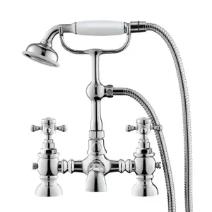 Nes Home Trafford Twin Hot and Cold Basin Taps & Bath Shower Mixer Tap Chrome