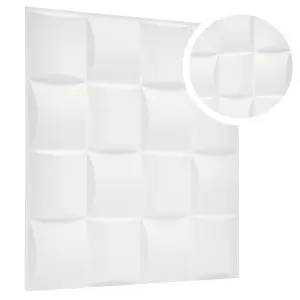 3D Wall Panels Adhesive Included - 6 Sheets Cover 16.15ft²(1.5m²) Interior Cladding Panels - Square Grid Lattice Design Matt White