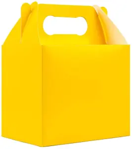 10Pcs yellow Colour Cardboard Lunch Takeaway Birthday Wedding Carry Meal Food Cake Party Box Childrens Loot Bags