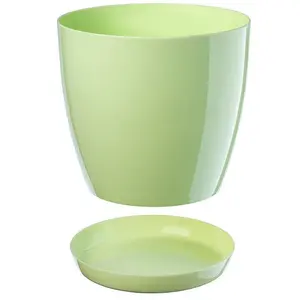 Plant Flower Pot Plastic 20 Colours 9 sizes Gloss Pots Planter Saucer Tray Deco Pastel Green 23cm