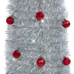 6ft Slim Trevalli Ice white LED Pre-decorated Pre-lit Silver effect Artificial christmas tree