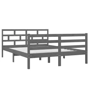 Berkfield Bed Frame Grey Solid Wood Pine 140x190 cm