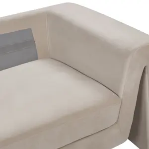 Beliani Modern Velvet Sofa Taupe MAUNU