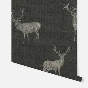 Arthouse Heritage Stag Charcoal/Copper Wallpaper