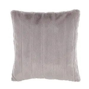 Set of 2 Cushions PUMILA Faux Fur 45 x 45 cm Solid Light Grey