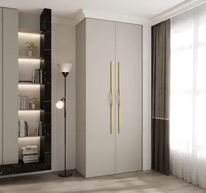 Elegant Cashmere Como II Hinged Door Wardrobe H2460mm W1000mm D500mm, Two Doors, Eight Shelves, One Hanging Rail, Gold Handles