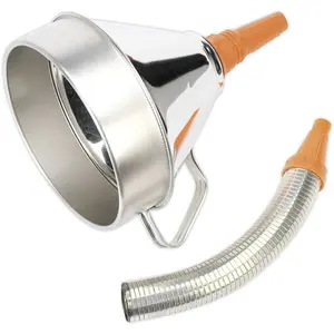 200mm Metal Funnel with Brass Filter and Flexible Spout for Easy Pouring