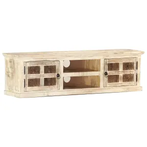 Berkfield TV Cabinet White 130x30x36 cm Solid Mango Wood